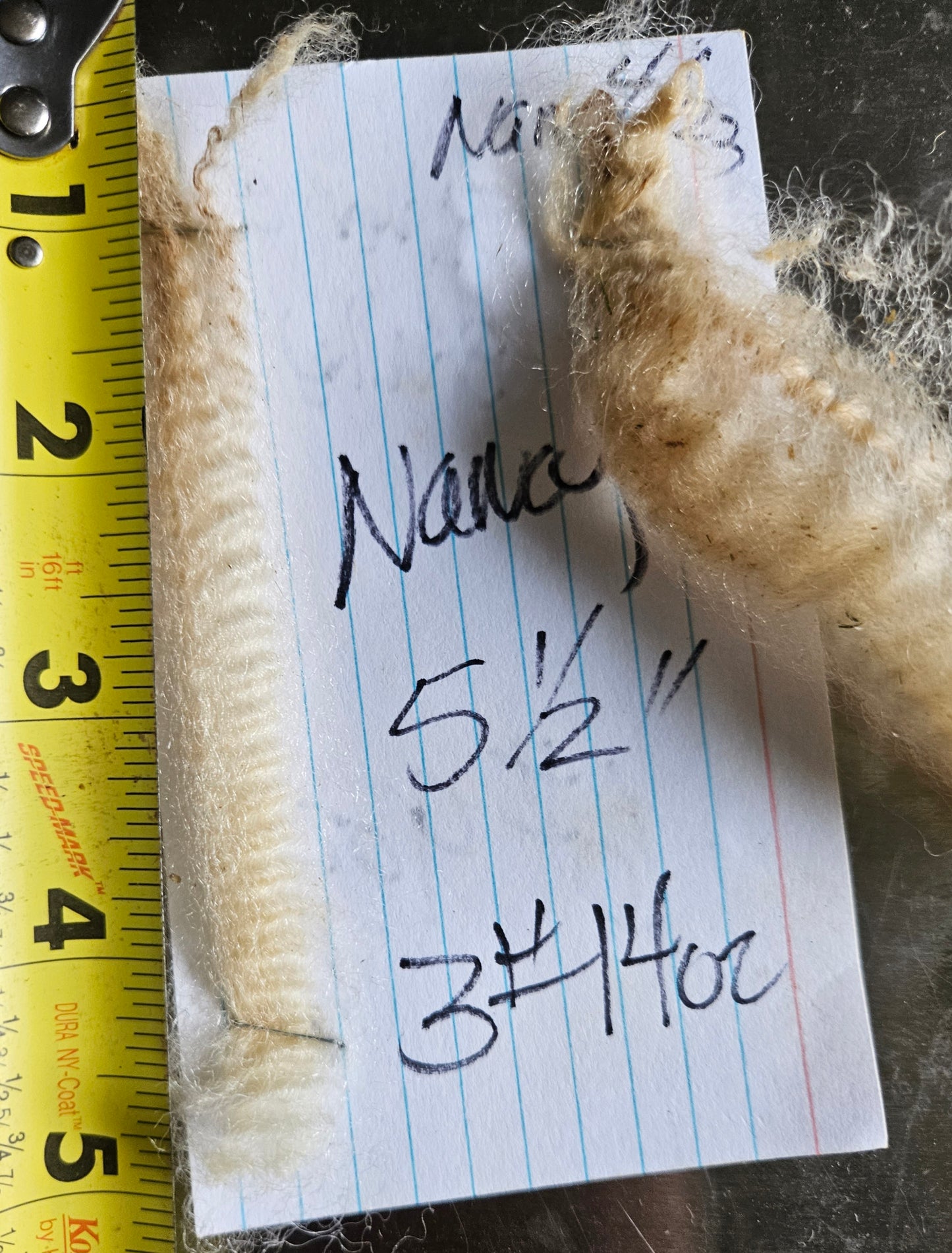 Raw Romney White Yearling Fleece S&J "Nancy"
