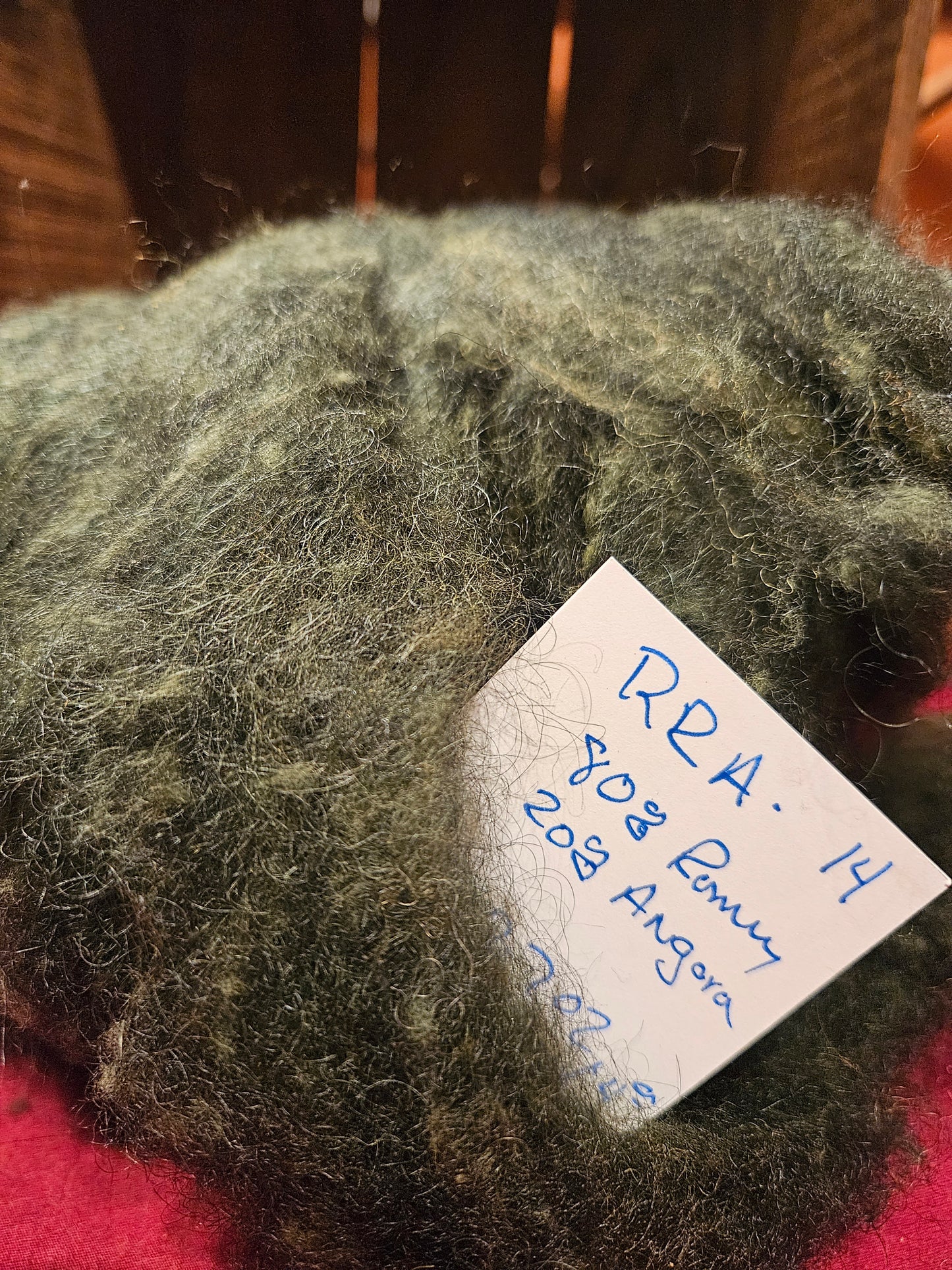 Farm Raised Romney Sheep Wool and Angora blended 70/30 Forest Green Very Soft Handspinner Ready