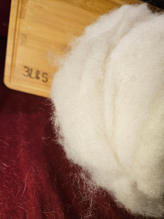 Roving White RWA- 17 Roving 100% Romney - 5.0 ounces