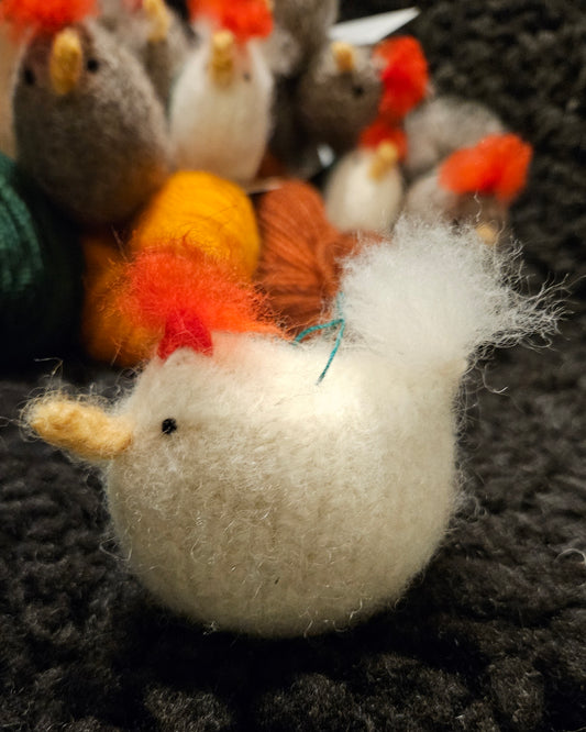 Barn Chick White 20 Felted 100% 3LS Wool Ornament