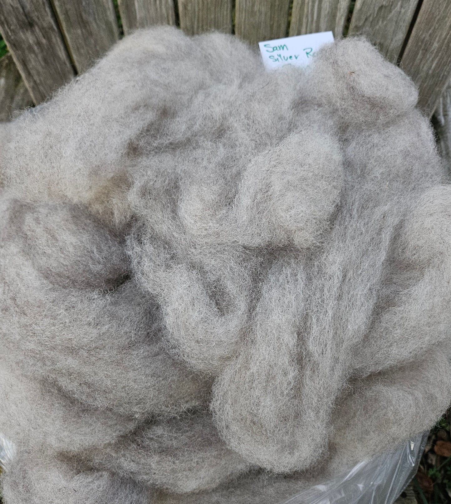 Roving Natural Silver RSam 100% Romney 2ounces