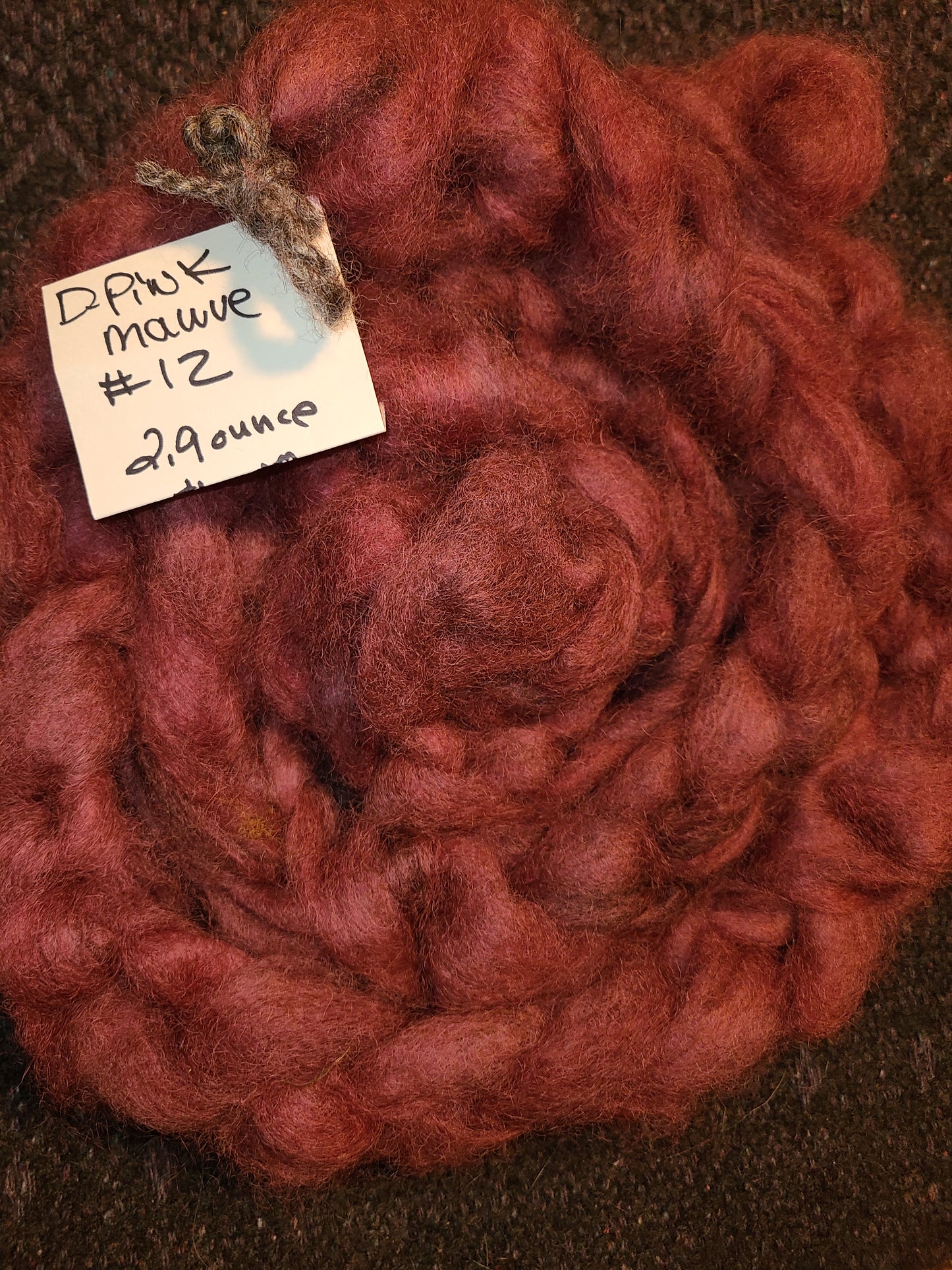 Roving Pink Mauve DP13 100% Romney -2.9 ounces