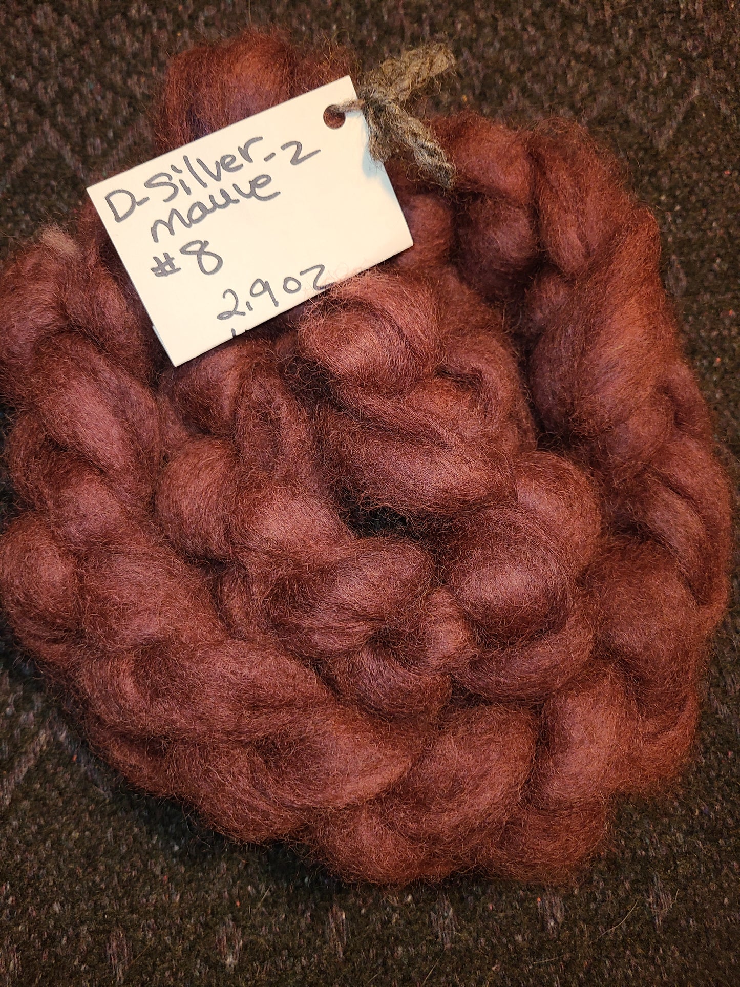 Roving DSM13 Silver Mauve 100% Romney -2.9 ounces