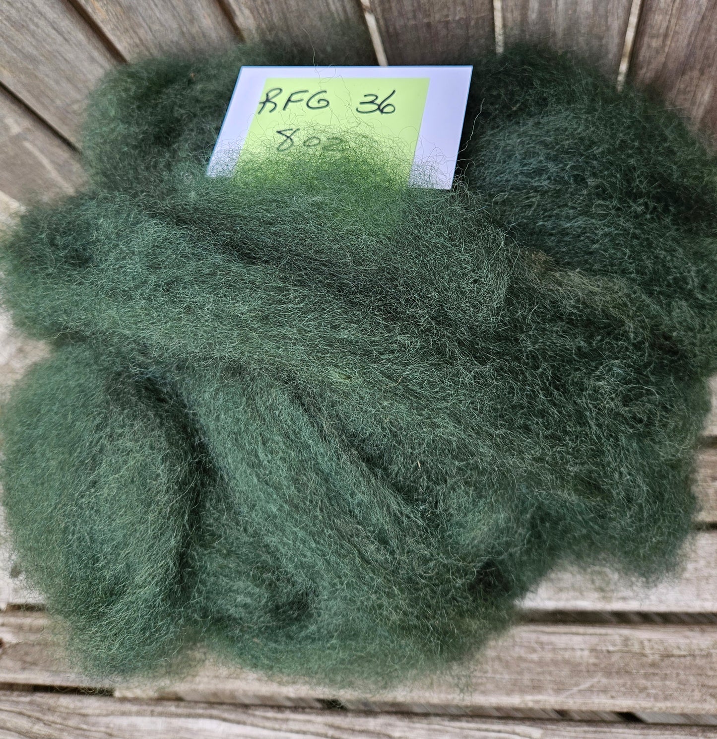 Hand Dyed 100% Romney Roving Fiber Artist ready from Small Flock. Rich Forest green