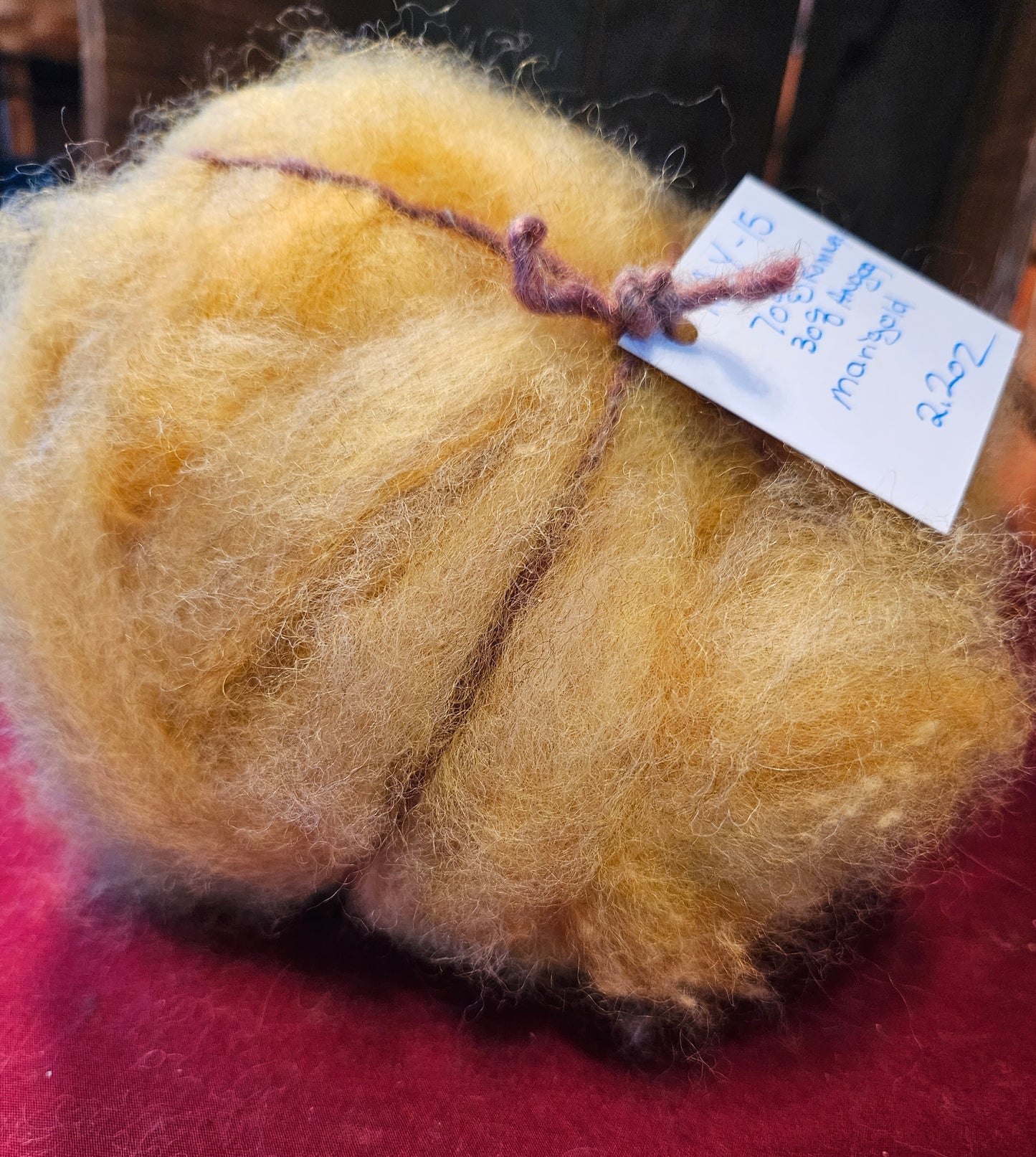 Farm Raised Romney Sheep Wool and Angora blended 70/30 Soft yellow Very Soft Handspinner Ready