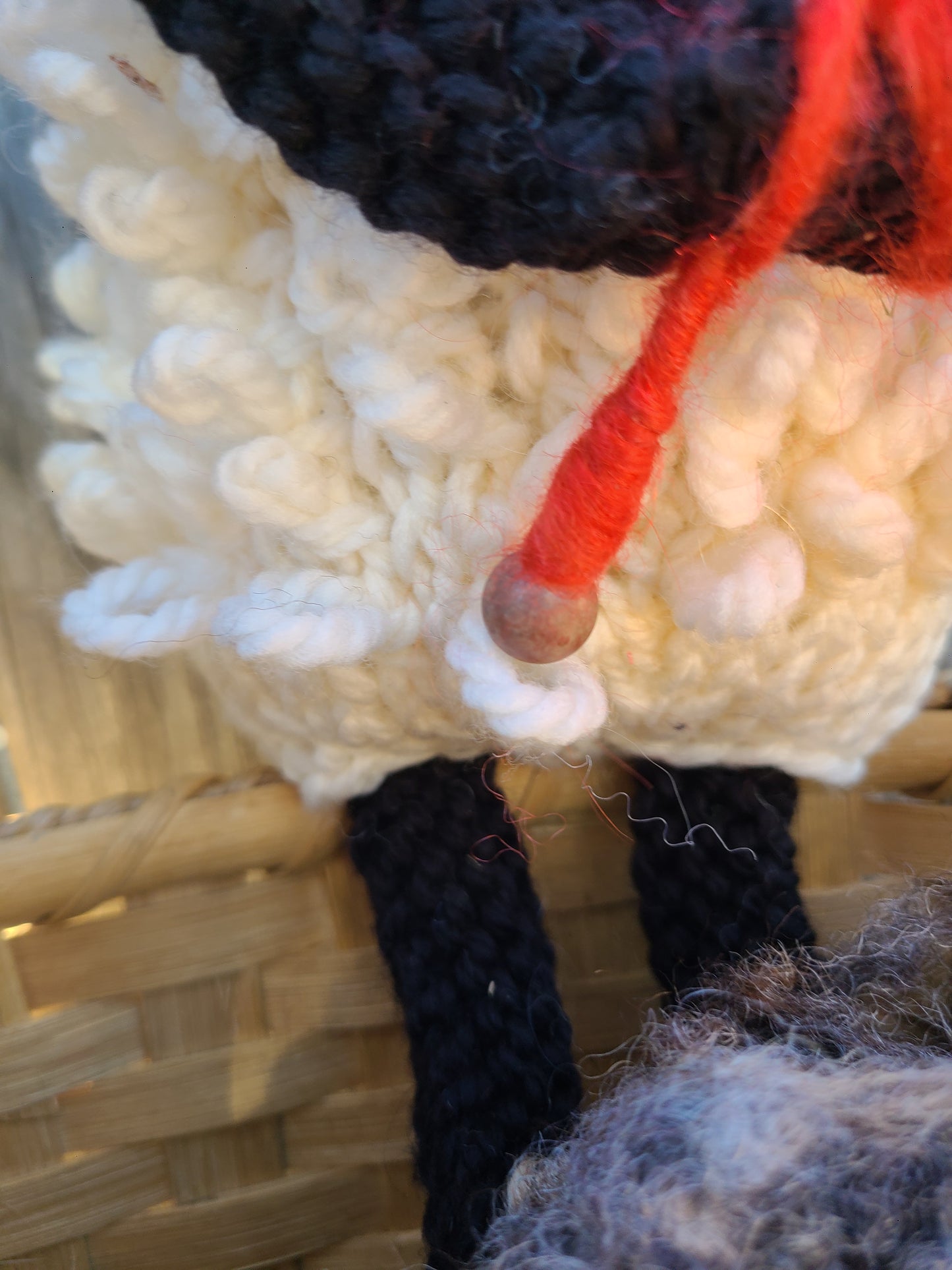Stuffed Animal Handknit "DropSpindle" Granny Romney Lamb- 10" tall