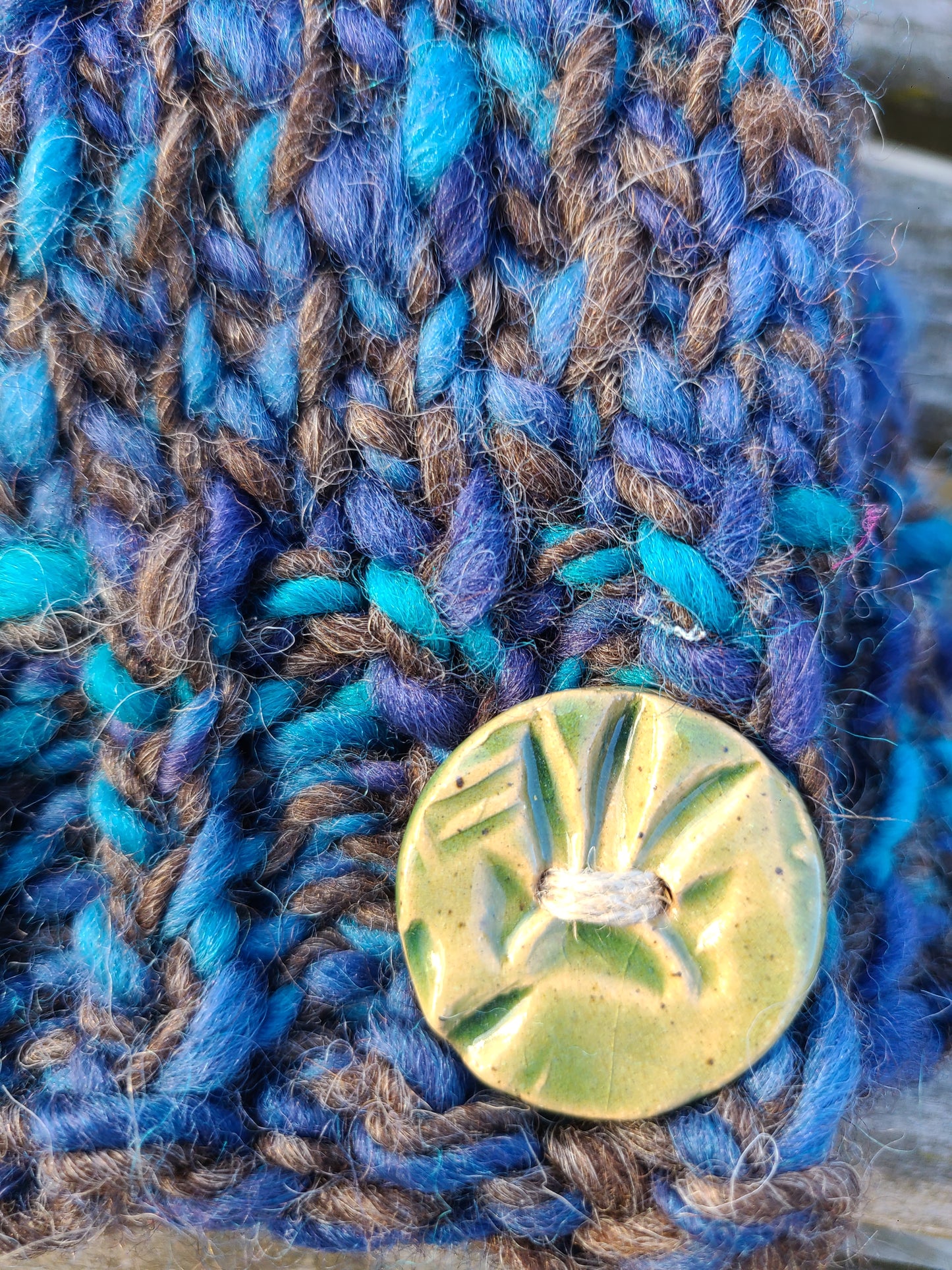 Handknit Hat- Hand Dyed & Handspun Farm Romney Wool Blend w/ Mohair- Montana Skyline - 21 1/2 " fit w/ 10" crown