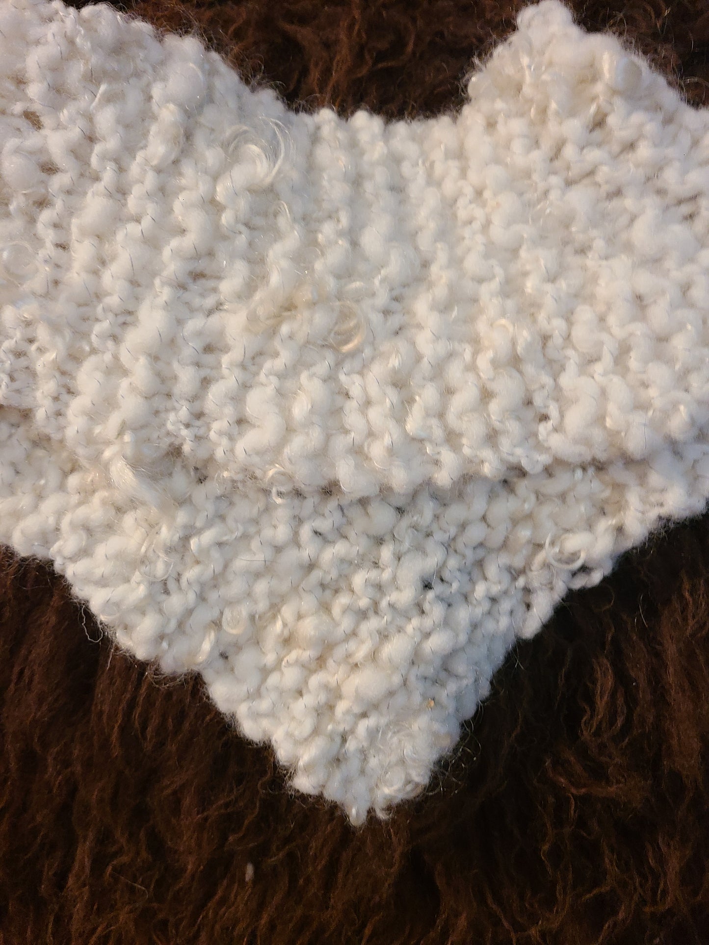 Handspun Romney, Handspun Mohair locks, Simple White Cowl. Local Farm Raised Fleeces