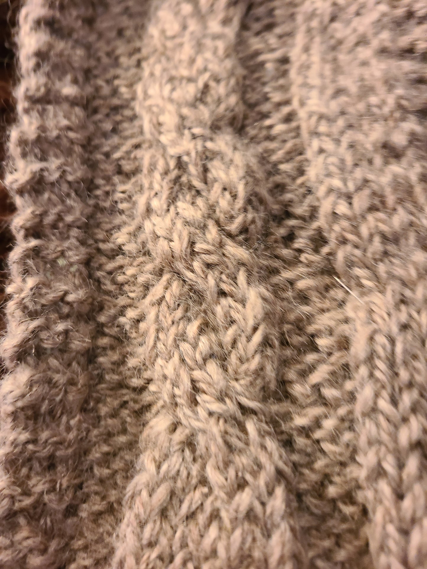 Handknit Cowl- Handspun Romney w/ Mohair- Gray- 13 " diameter opening