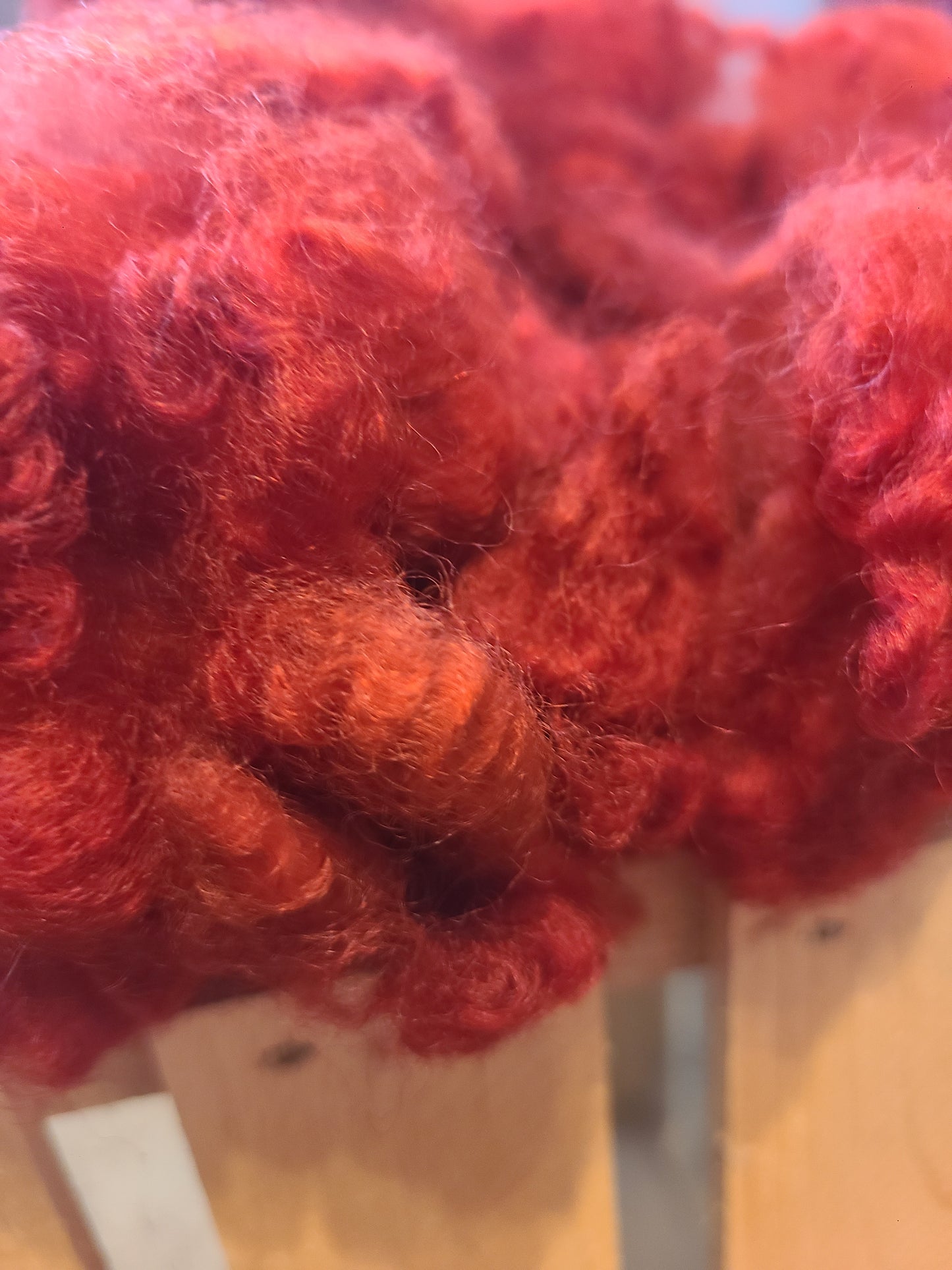 Locks Turkey Red Dyed Romney Locks- 2 ounces