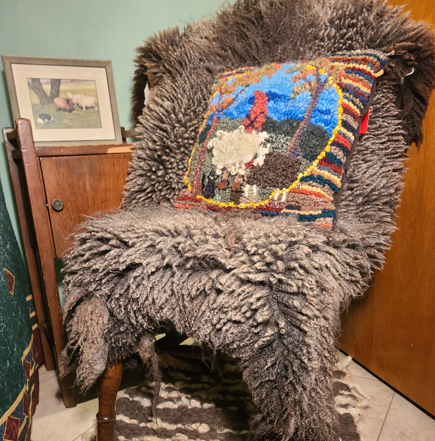 Farm Raised, Natural Sheepskin, Natural Color Iron Gray, Silver highlighed lamb peltr