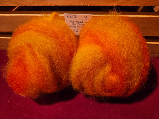 Roving RRS-8 100% Romney Marigold/Orange Swirl -1.6 ounces