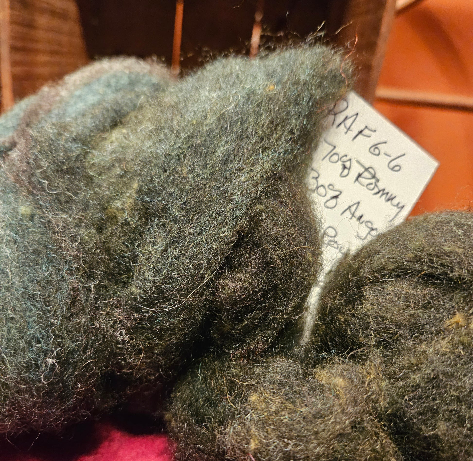 Farm Raised Romney Sheep Wool and Angora blended 70/30 Forest Green Very Soft Handspinner Ready