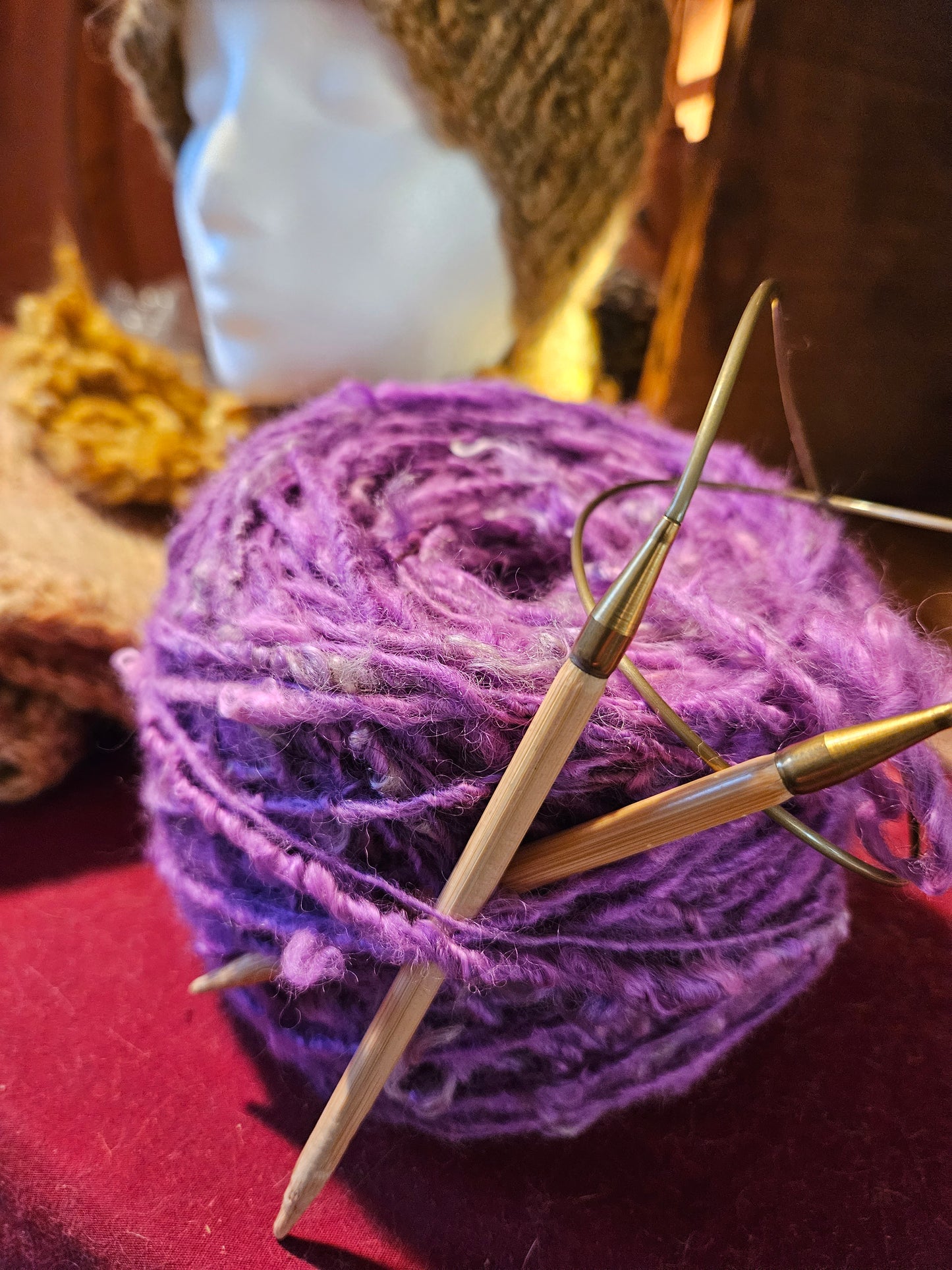 Cowl Knitting Kit-Fushia-46 Handspun Fushia Teeswater & Pattern