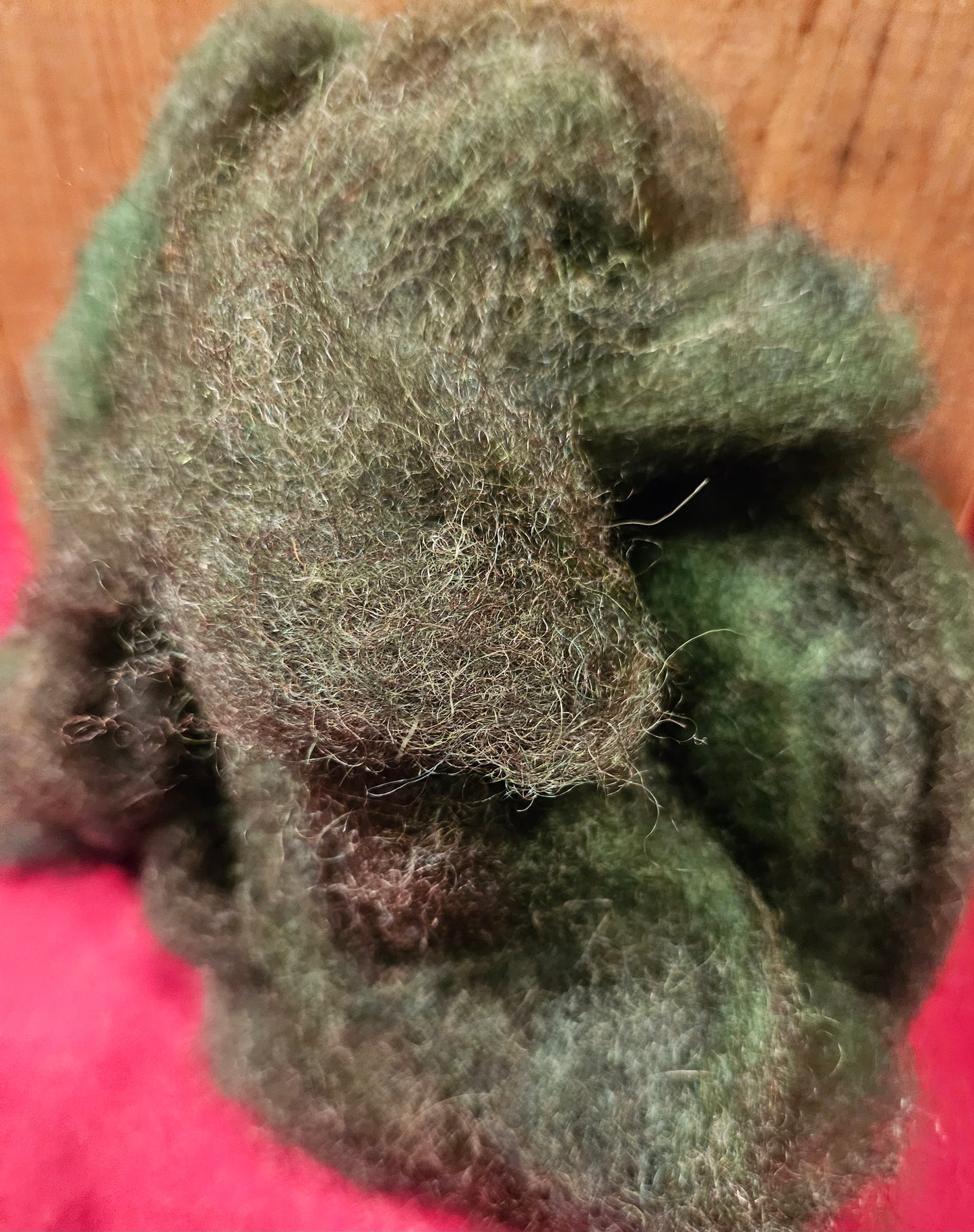 70/30 Roving RMFG-7 70% Romney 30% Kid Mohair Forest Green 1.3 ounces