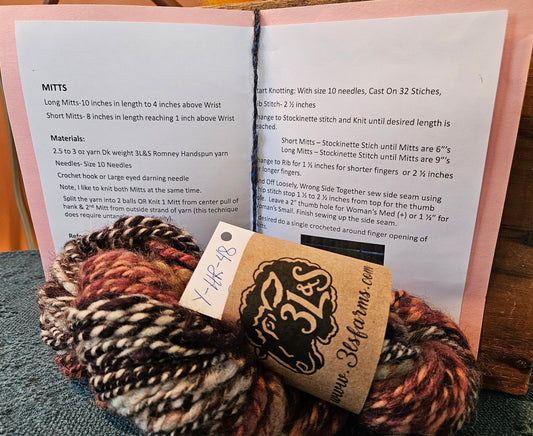 Mitt Knitting Kit YHR48 Handspun Natural Mauve 100% Romney