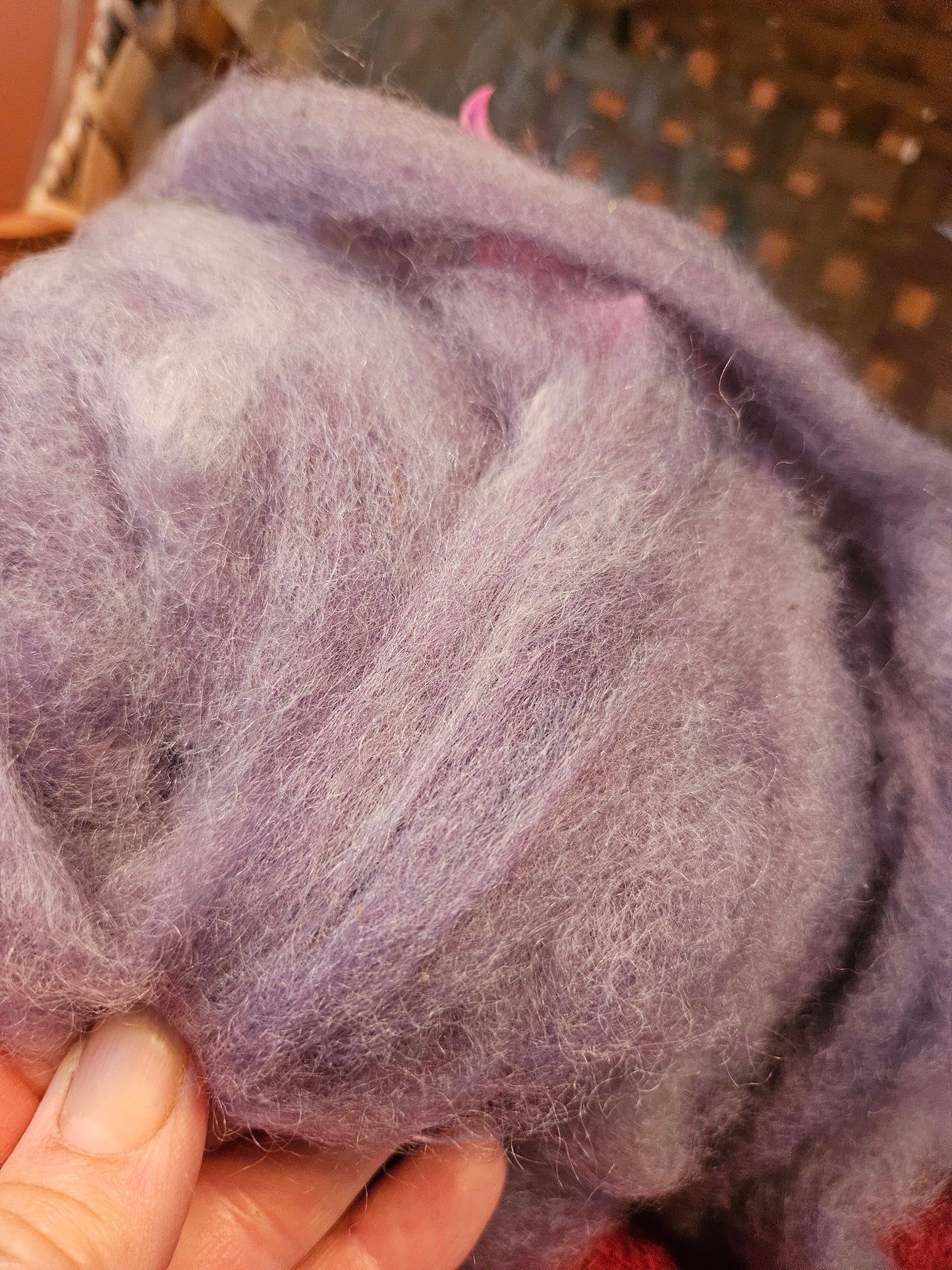 70/30 Roving RLK-13 70% Romney 30% Kid Mohair Logwood 2.5 ounces