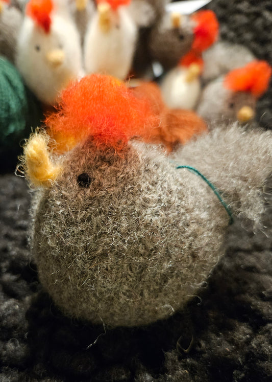 Barn Chick Gray Felted 100% 3LS Wool Ornament