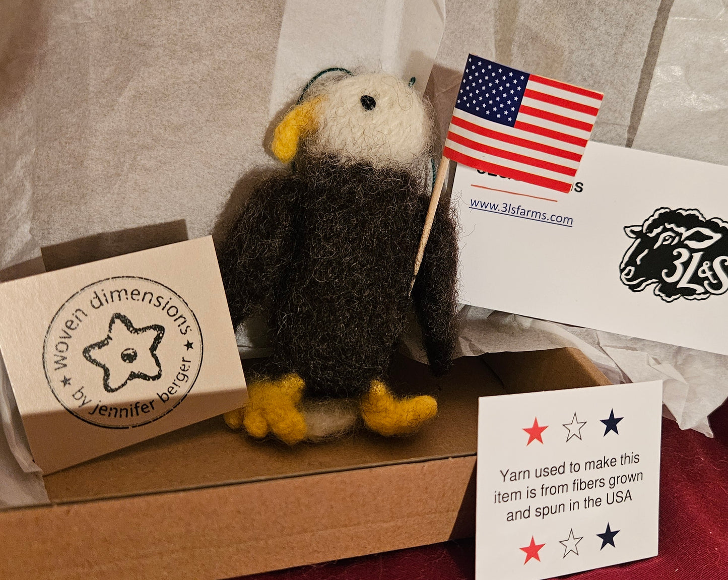 American Bald Eagle Knit Felted Ornament