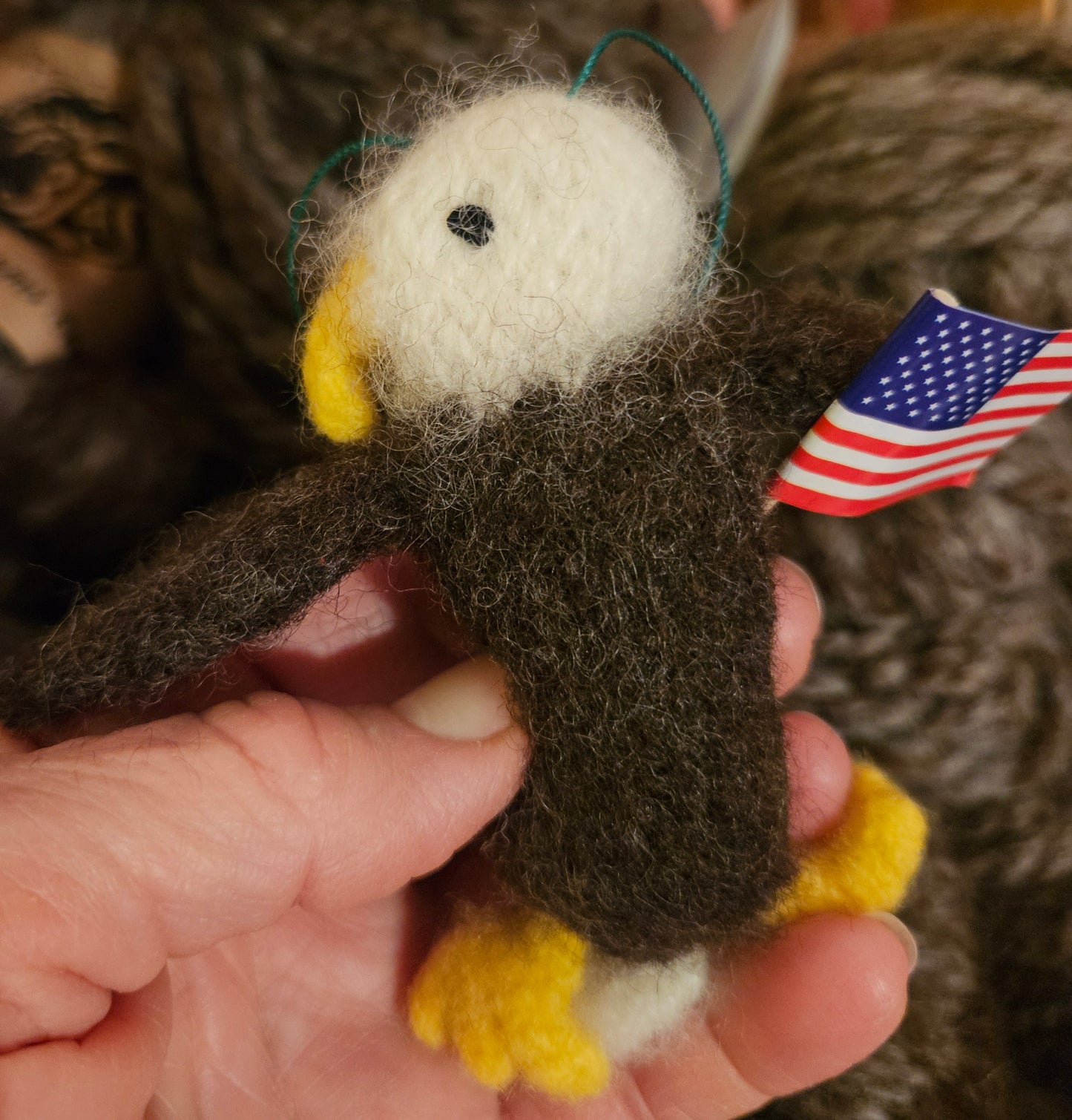 American Bald Eagle Knit Felted Ornament