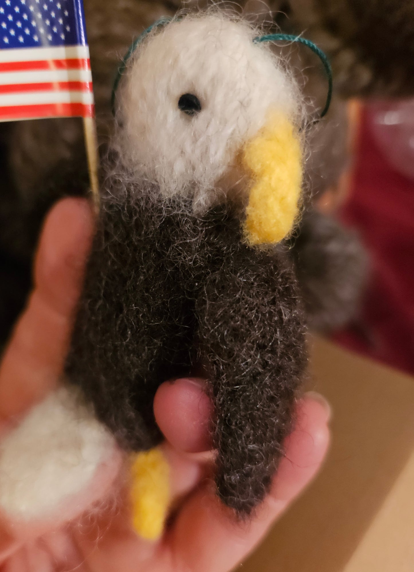 American Bald Eagle Knit Felted Ornament