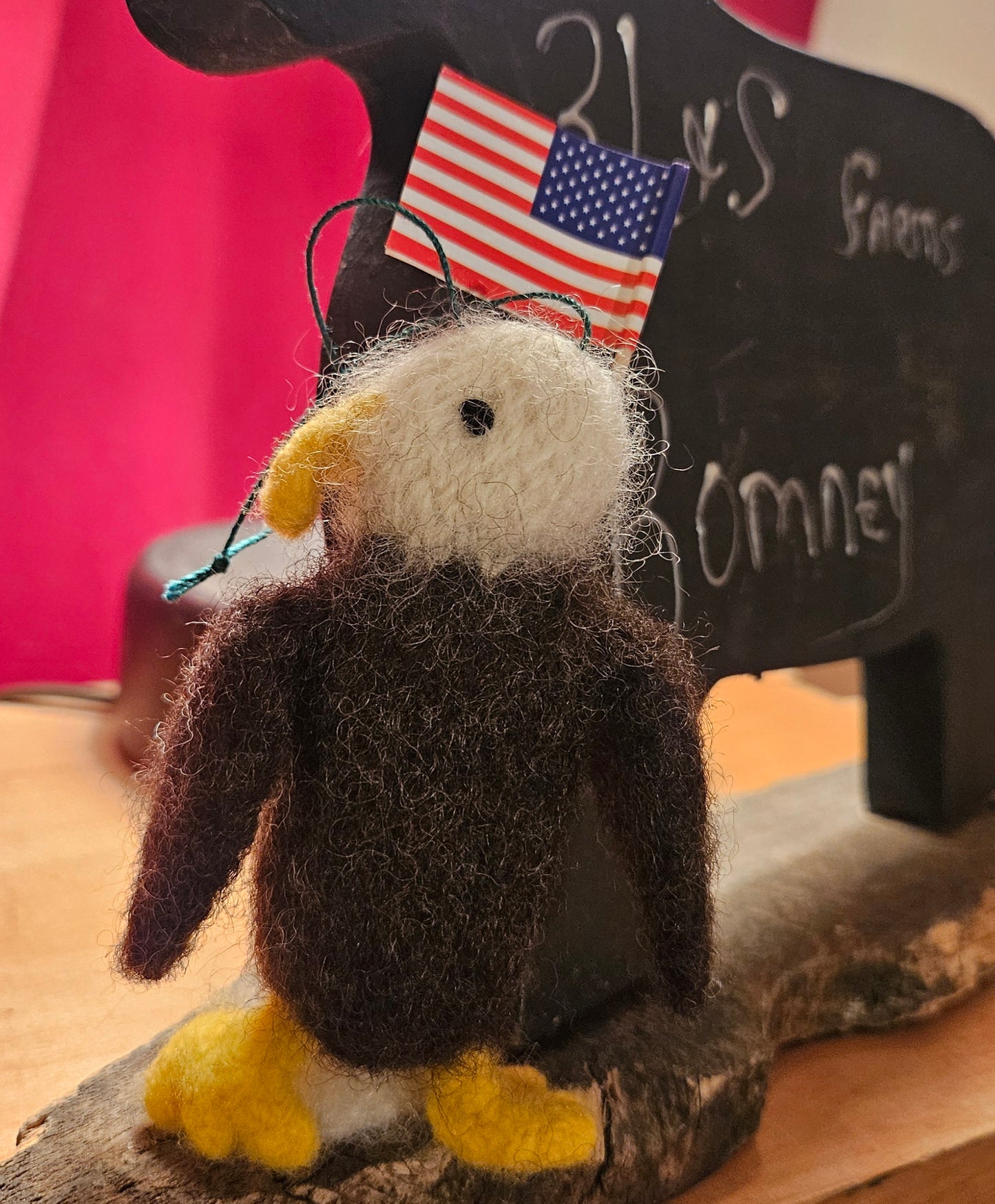 American Bald Eagle Knit Felted Ornament