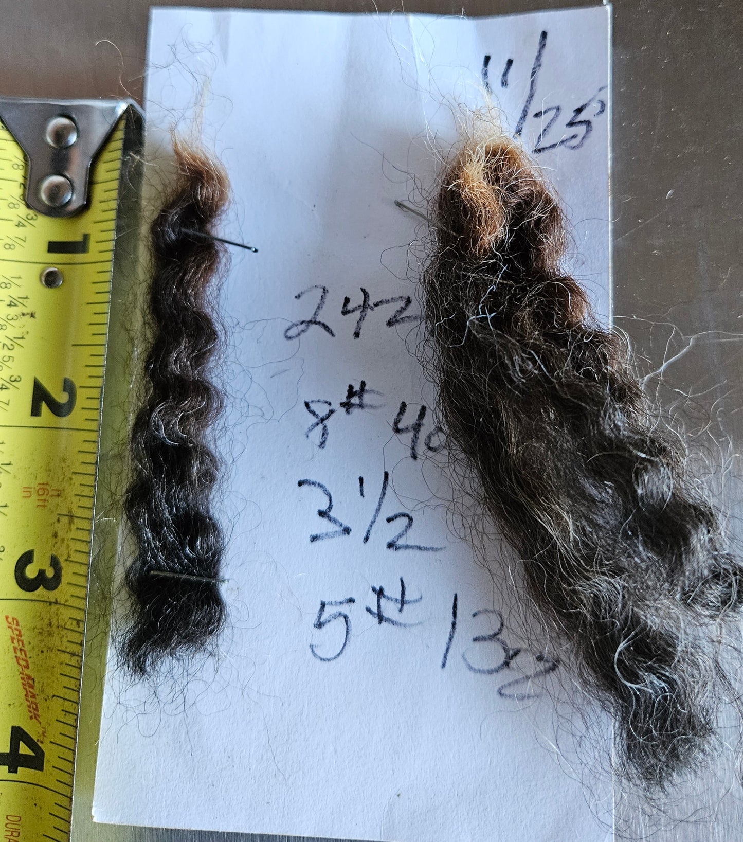 Raw Fleece Romney Black Ewe Yearling 3L2422