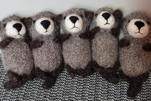Otter Ornament Felted Knit of 3LSWool Yarn