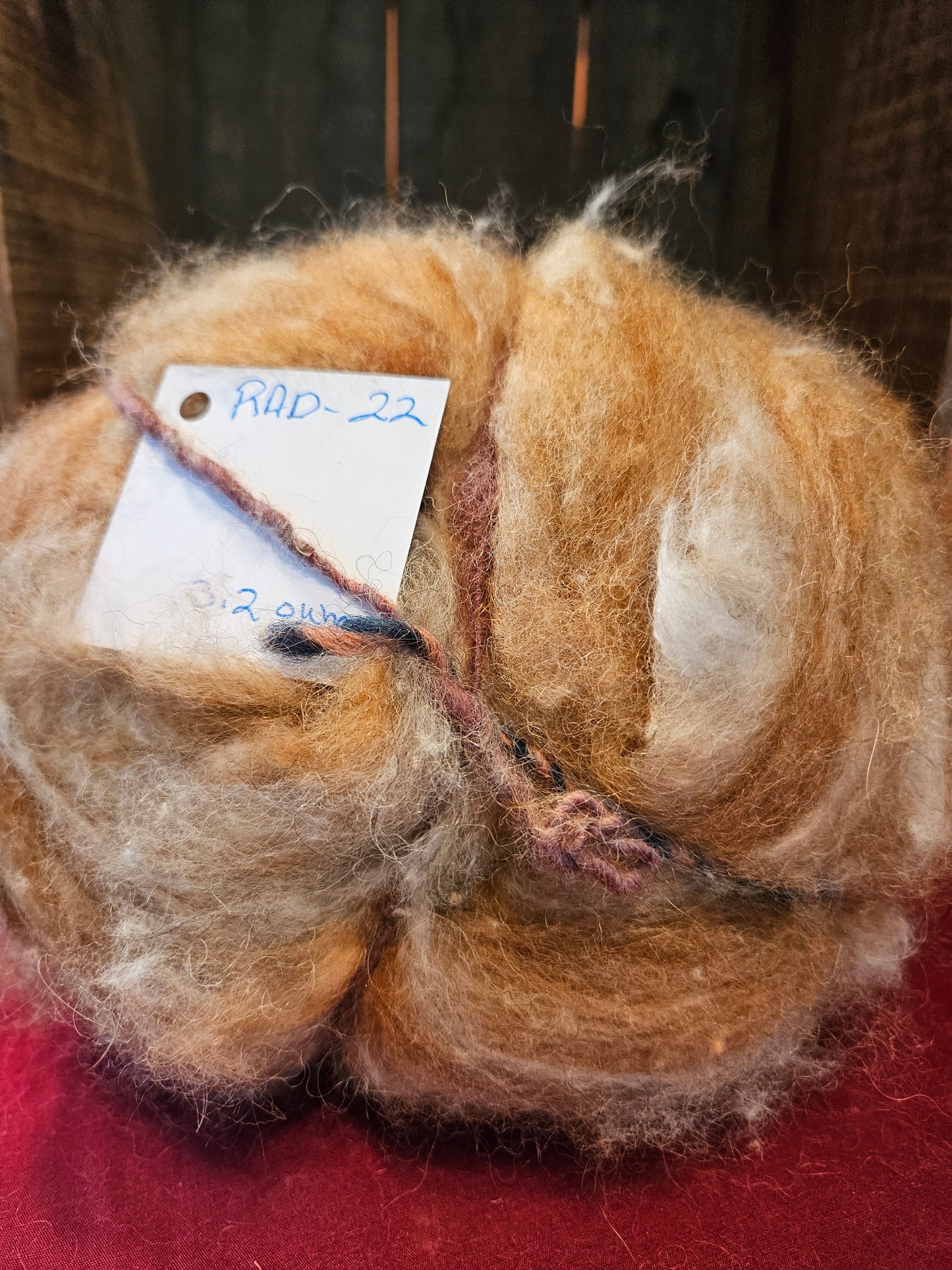 Farm Raised Romney Sheep Wool and Angora blended 70/30 Soft rust swirl blend of silver Very Soft Handspinner Ready