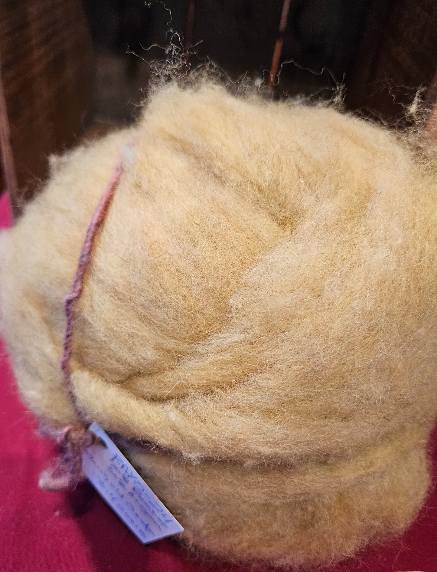 Farm Raised Romney Sheep Wool and Angora blended 70/30 Soft heathered yellow Very Soft Handspinner Ready