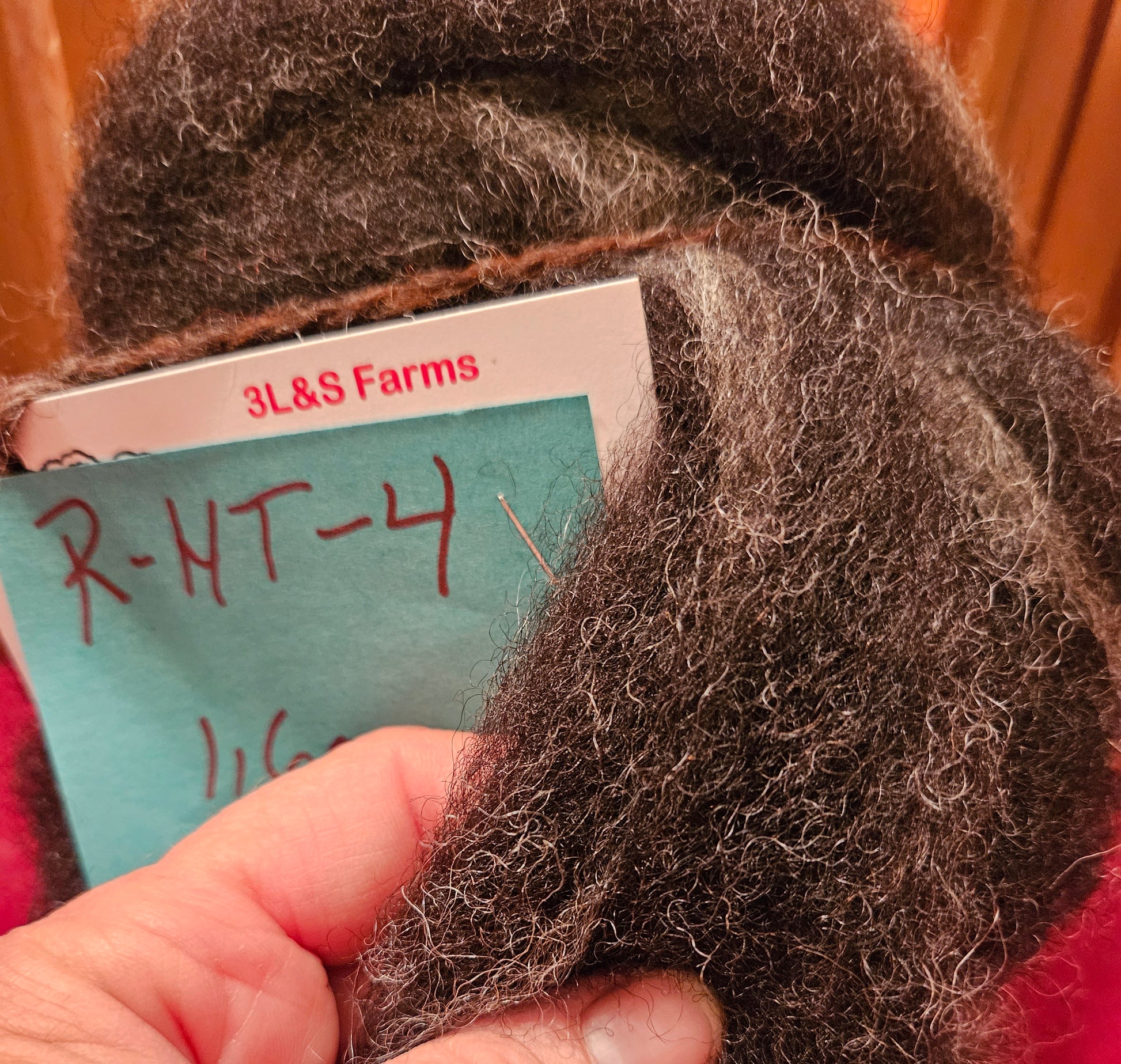 Rich Dark Romney Yearling Roving long staple and lustrous color,
