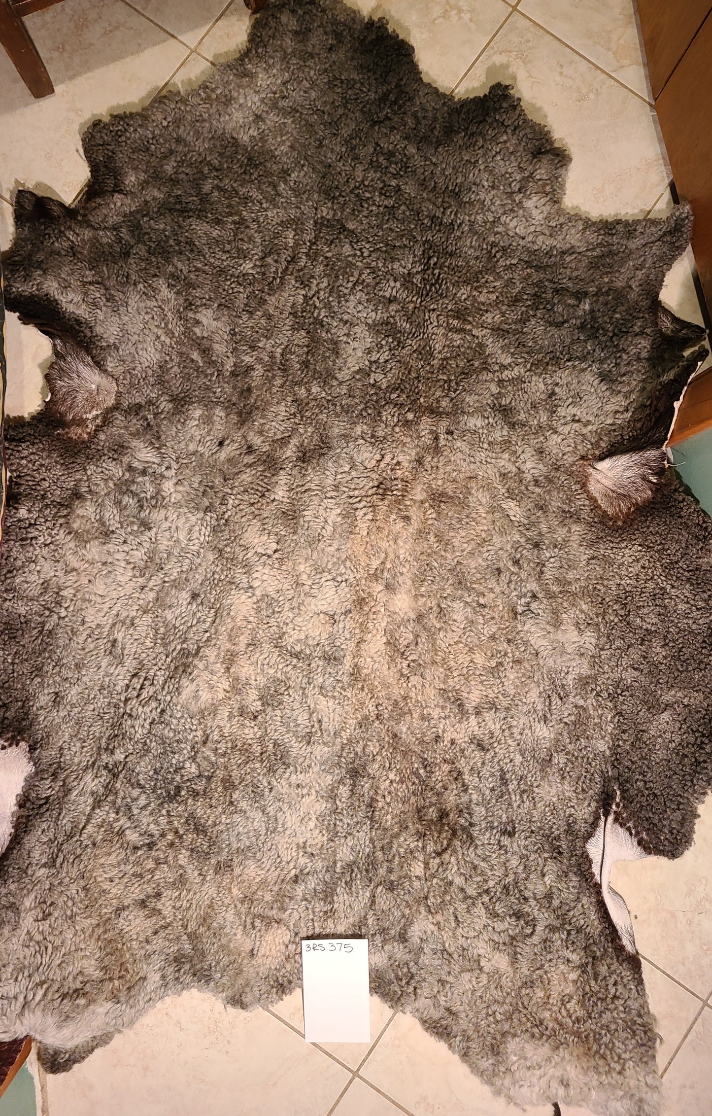 Sheepskin Big Natural Color Silver- Gray Pelt 49 x 37 Inch 3RS375