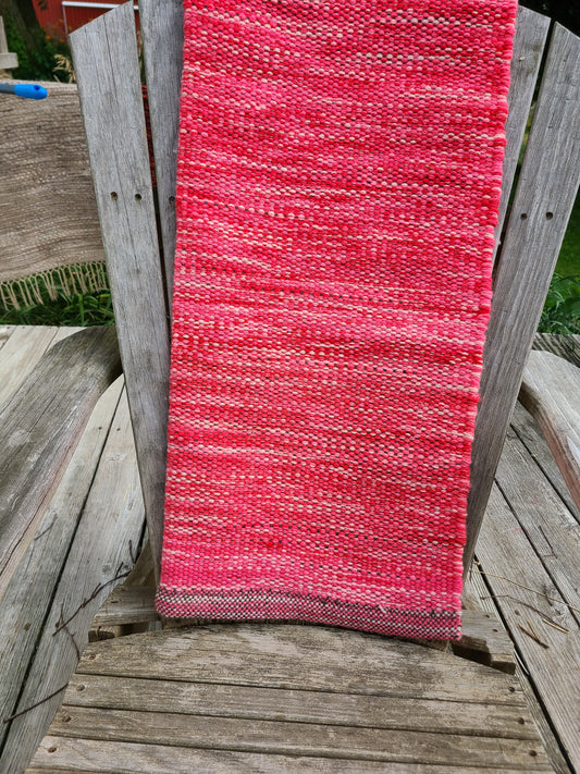 Rug- Saddleblanket HandWoven Romney Wool- "Tough in Pink" - 38.5" x 32"