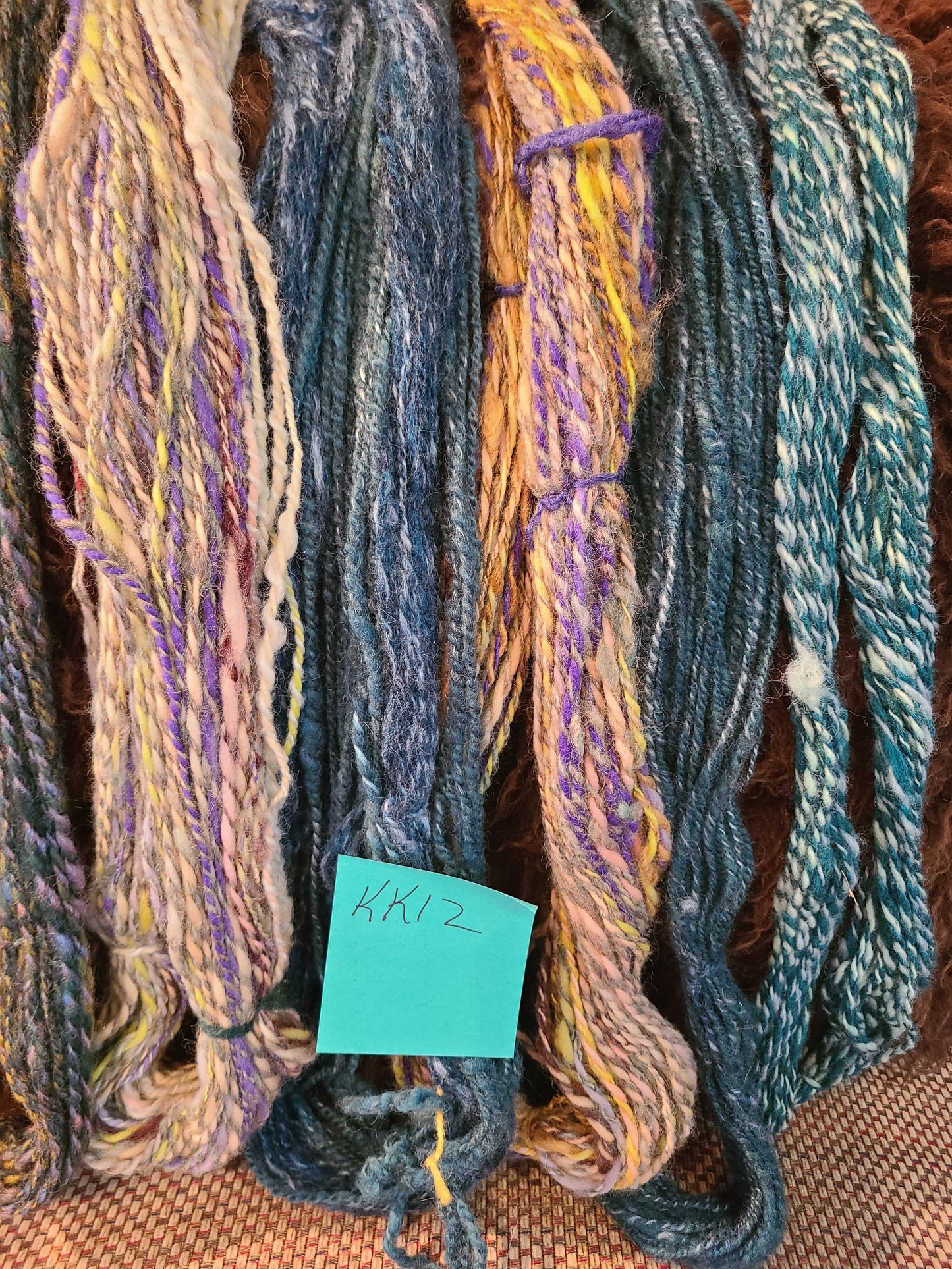 Yarn Handspun Knitters Knot- "Green Kalaiedescope" Romney DK Weight KKSS12 2ply - 161yards & 8.9oz